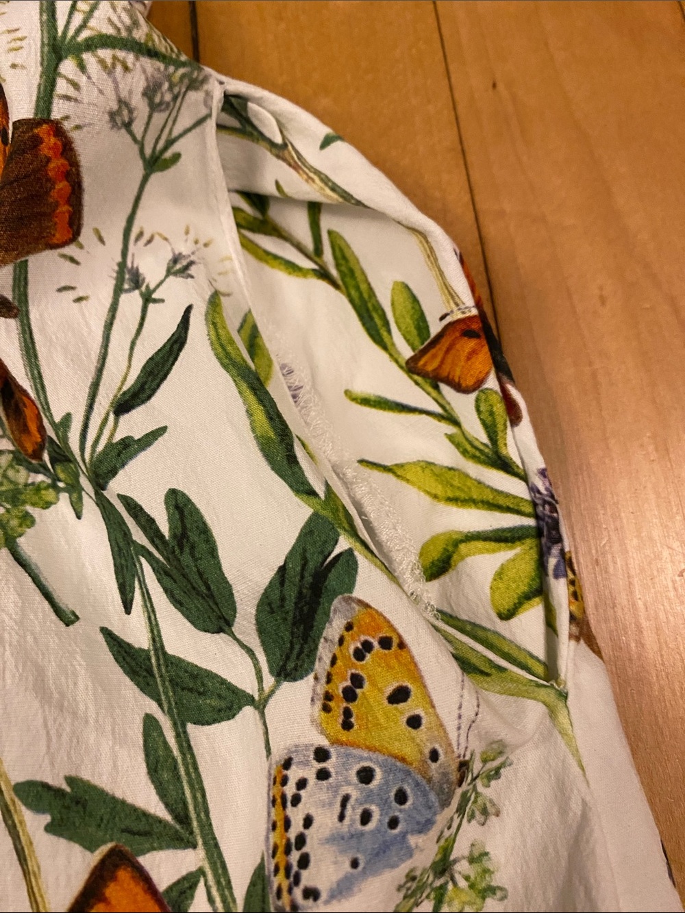 NWOT Avec Les Filles White Floral & Orange Butterfly Midi Dress - Picture 3 of 4